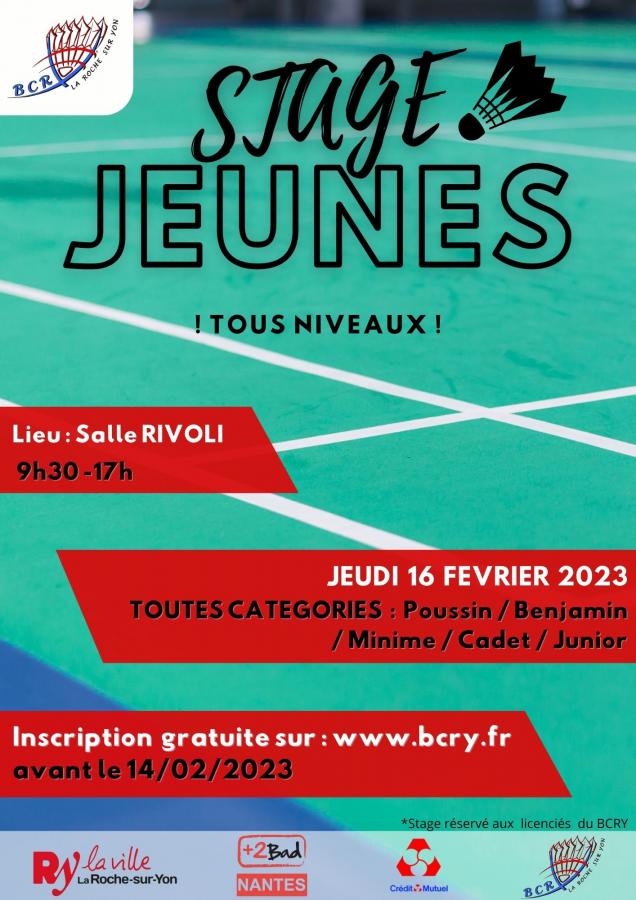 STAGE JEUNES - VACANCES D'HIVER 2023 - TOUS NIVEAUX